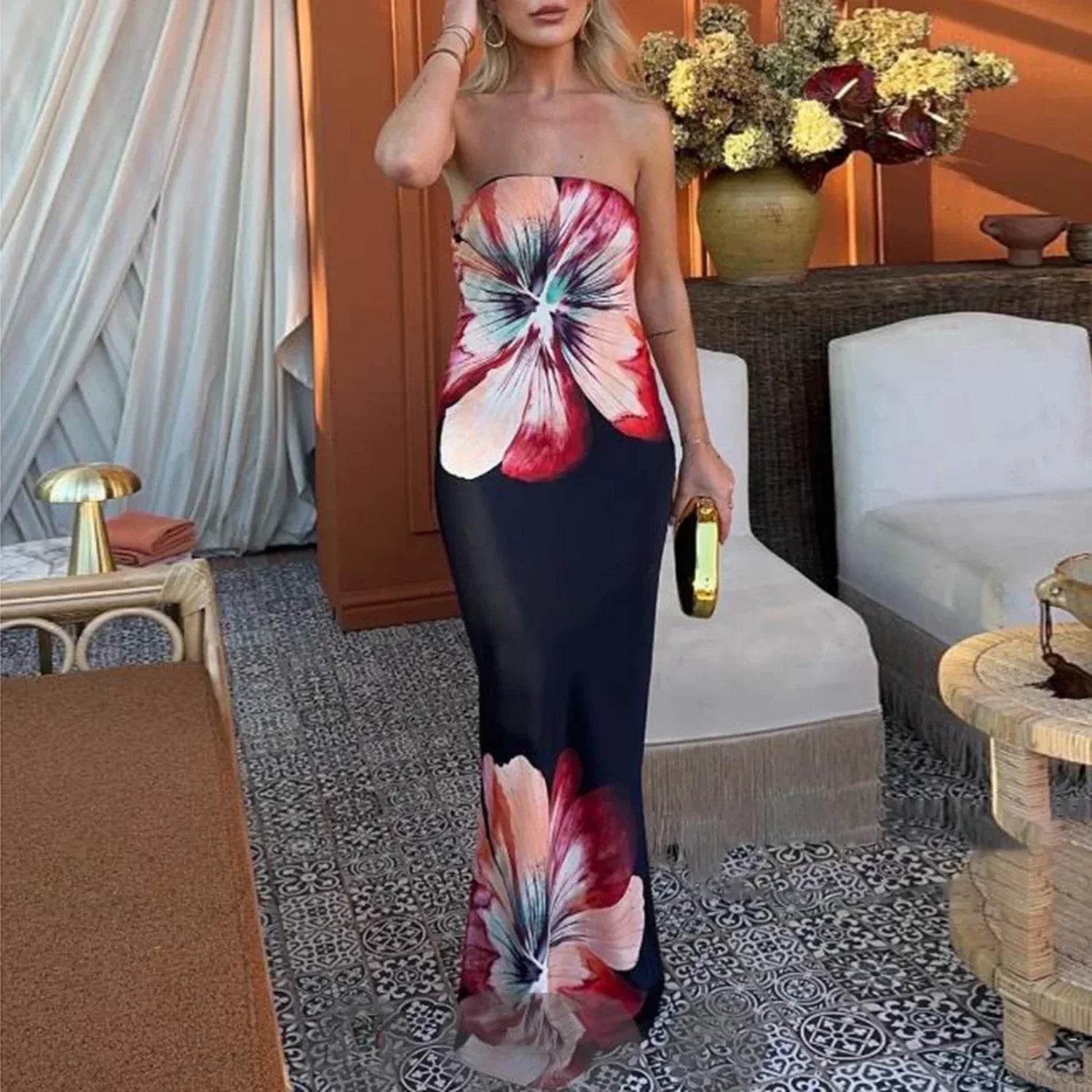 Y2K Floral Tube Strapless Backless Sundress image 4