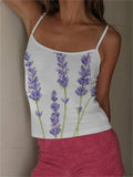 Y2K Flower Print Slim Strap Tank Crop Top image 4