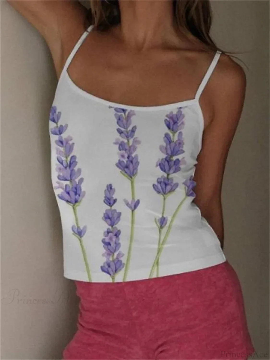 Y2K Flower Print Slim Strap Tank Crop Top image 4