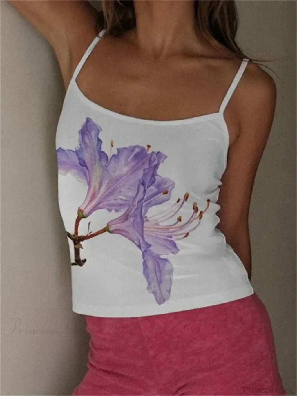 Y2K Flower Print Slim Strap Tank Crop Top image 5