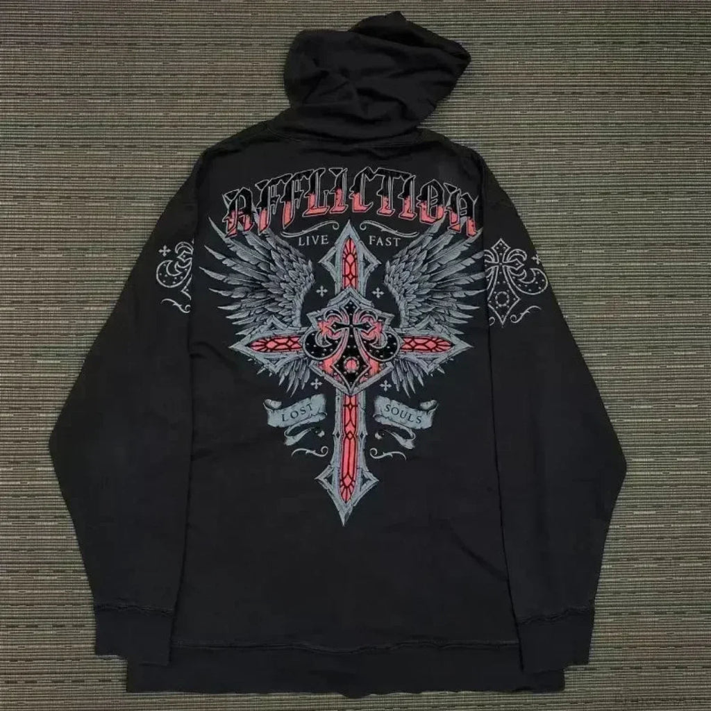 Y2K Gothic Skull Design Hoodie image 10