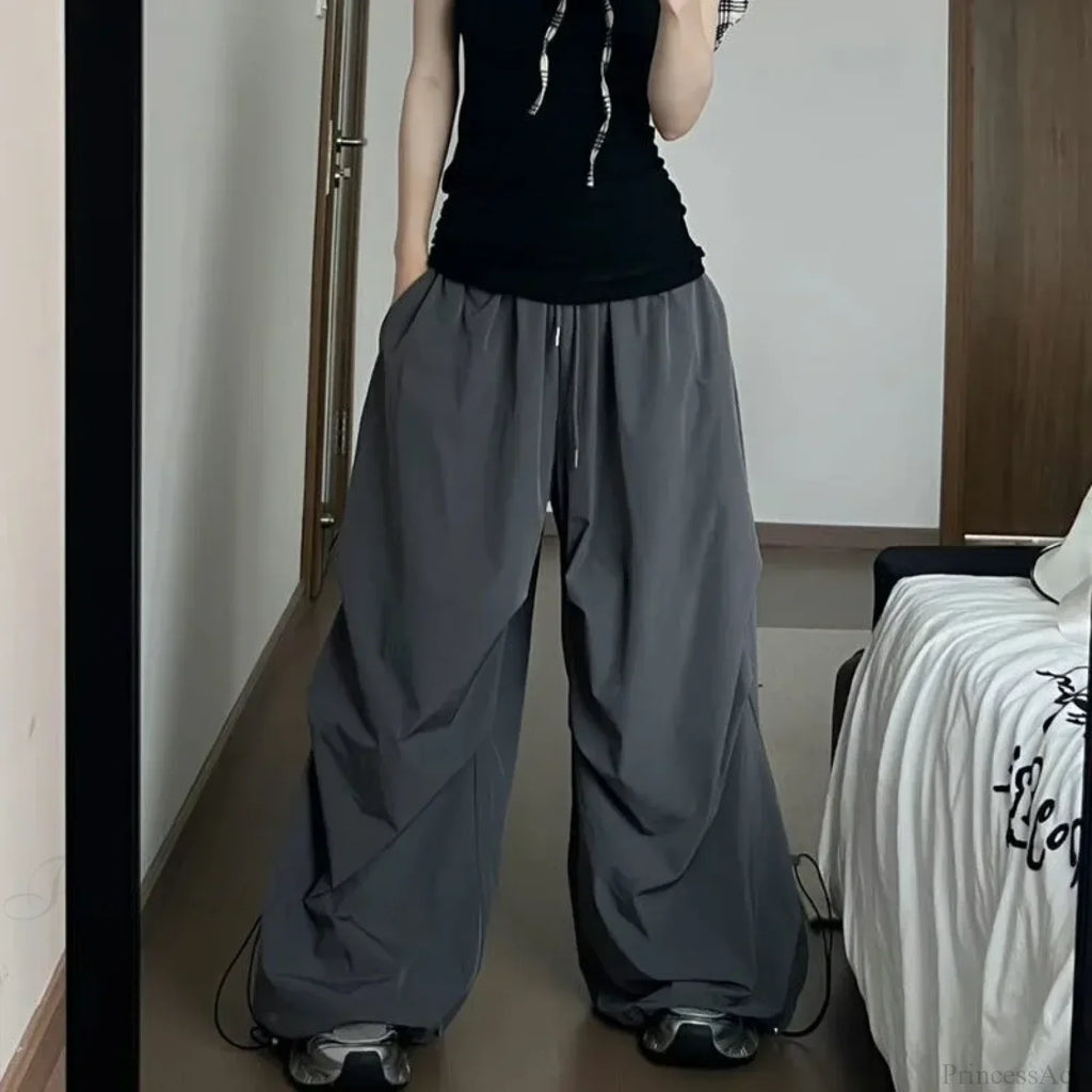 Y2K Grey Parachute Baggy Pants image 3