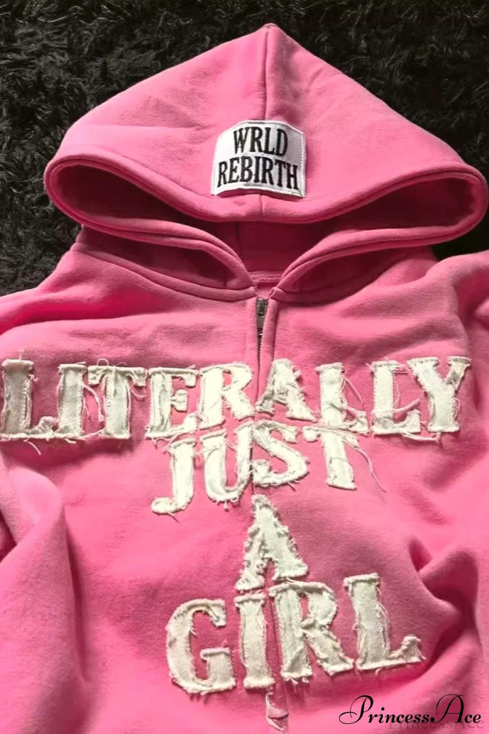 Y2K Hip-Hop 3D Letter Print  Loose Zip Hoodie image 2