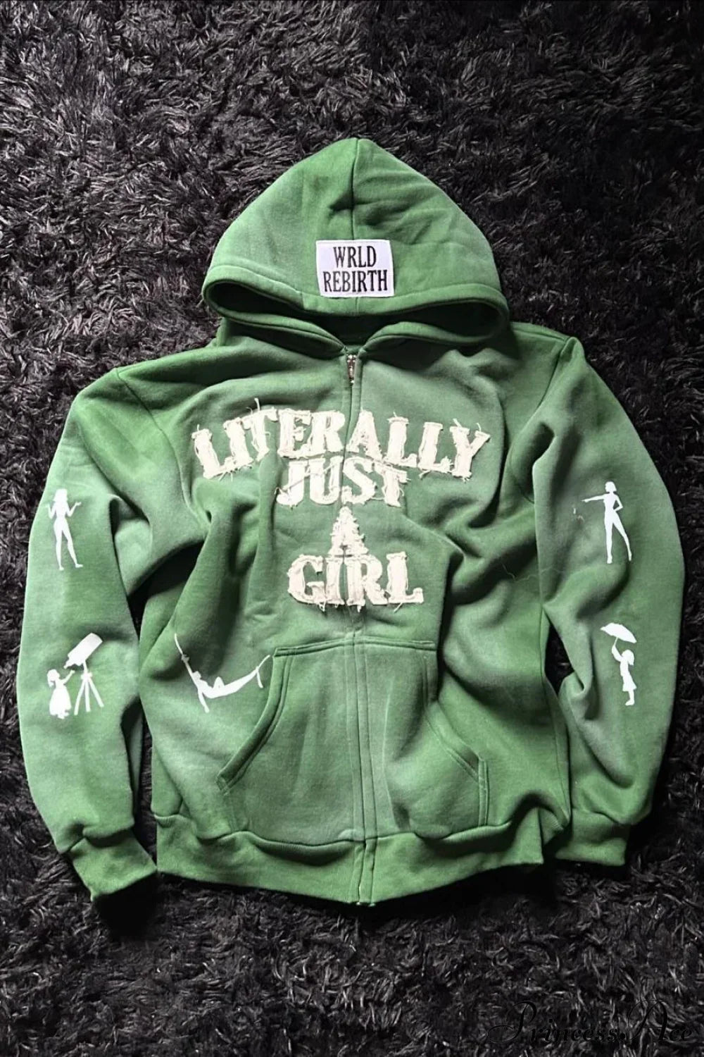 Y2K Hip-Hop 3D Letter Print  Loose Zip Hoodie image 4
