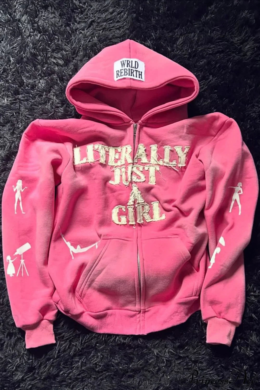 Y2K Hip-Hop 3D Letter Print  Loose Zip Hoodie image 1