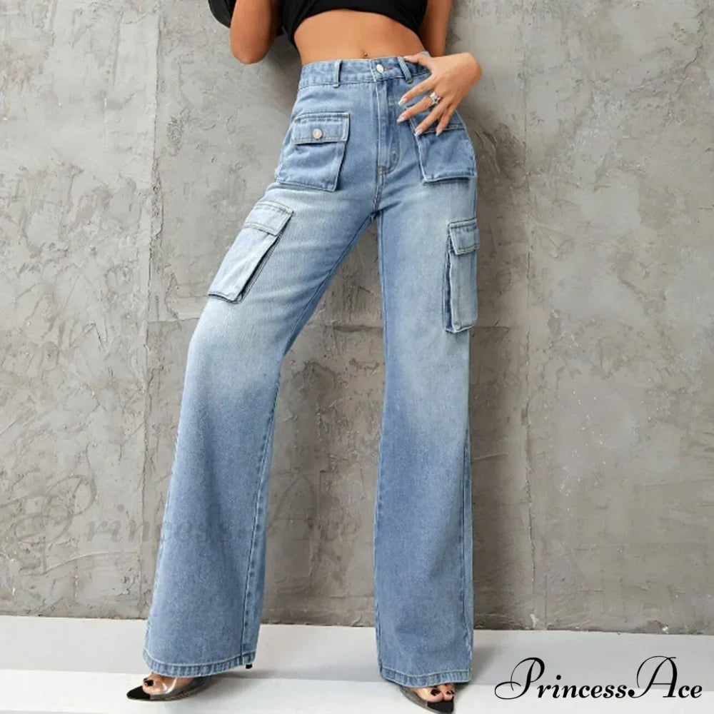 Y2K Korean Wide Leg Stretchy Denim Jeans image 3