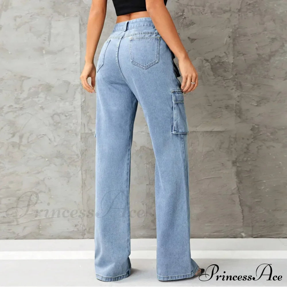 Y2K Korean Wide Leg Stretchy Denim Jeans image 2