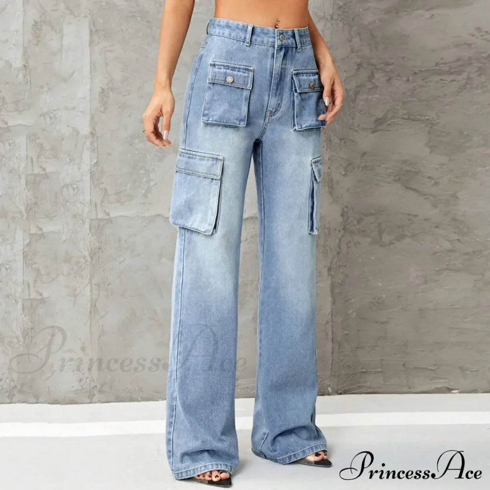 Y2K Korean Wide Leg Stretchy Denim Jeans image 1