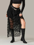 Y2K Lace Mesh See Through High Waist Asymmetrical Skirt image 2