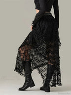 Y2K Lace Mesh See Through High Waist Asymmetrical Skirt image 4