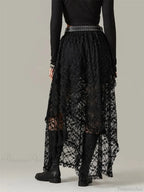 Y2K Lace Mesh See Through High Waist Asymmetrical Skirt image 6