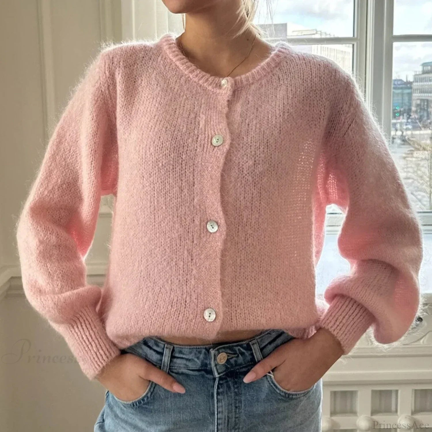 Y2K Long Sleeve Pullover Knit Casual Cardigan image 1