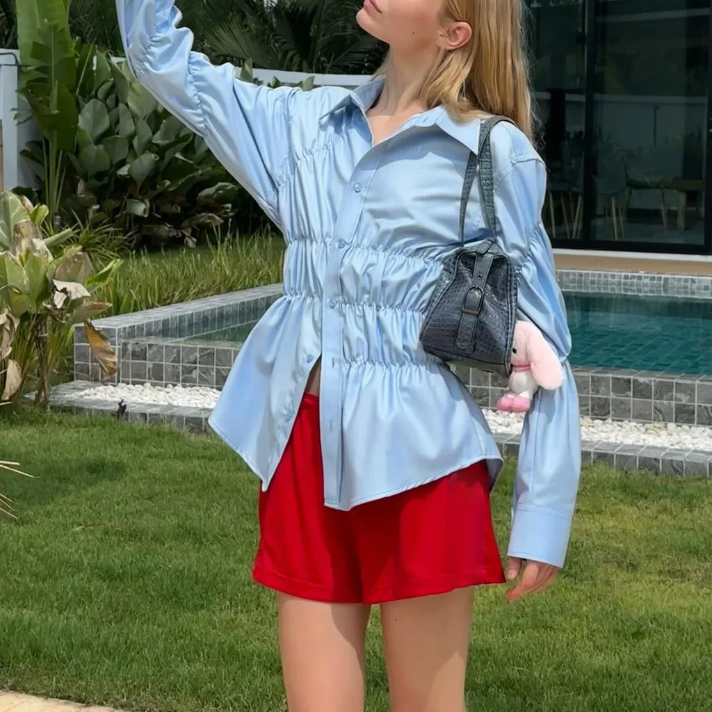 Y2K Long Sleeve Scrunched Blouse image 4