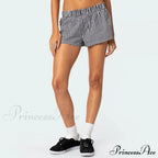 Y2K Lounge Soft Elastic Low Waist Plaid Print Button Front Pajama Bottoms Short image 5