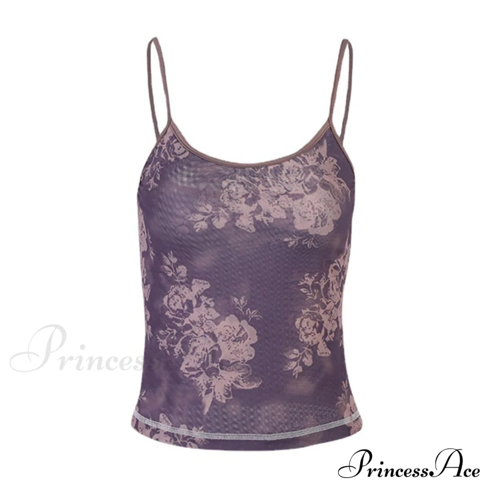 Y2k Mesh Sheer Floral T-Shirts image 5