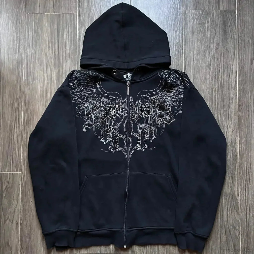 Y2K Mysterious Needlework Zipper Hoodie image 1