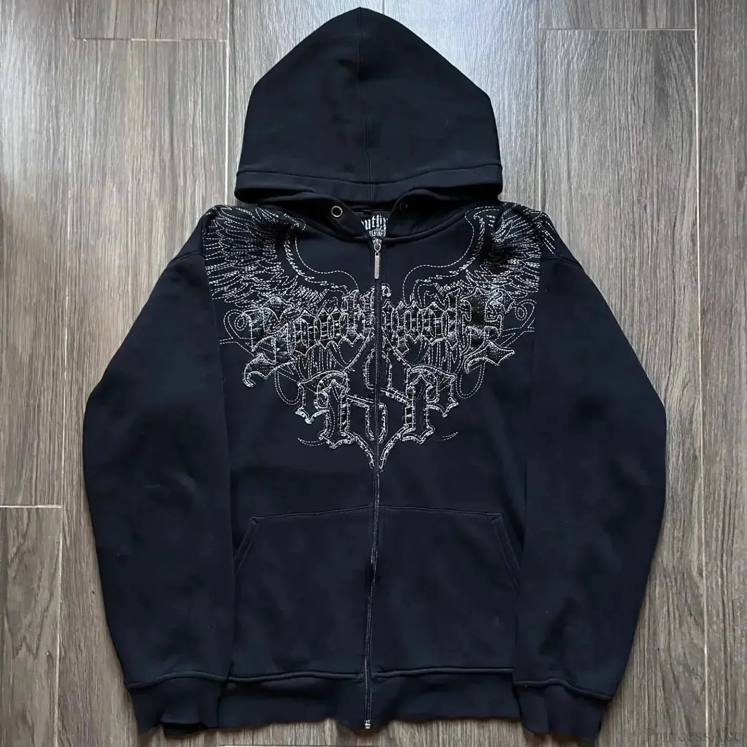 Y2K Mysterious Needlework Zipper Hoodie image 1