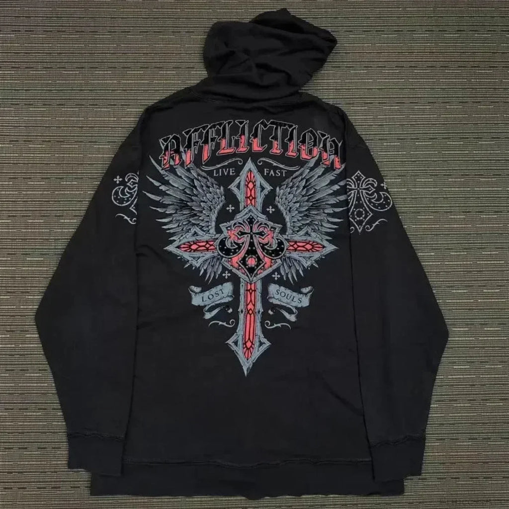 Y2K Mysterious Needlework Zipper Hoodie image 12