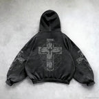 Y2K Mysterious Patchwork Zipper Hoodie image 3