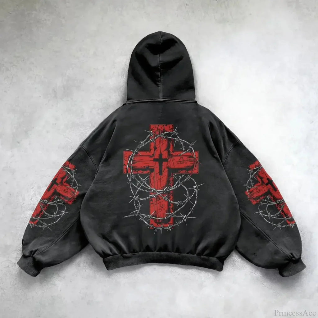 Y2K Mysterious Patchwork Zipper Hoodie image 2