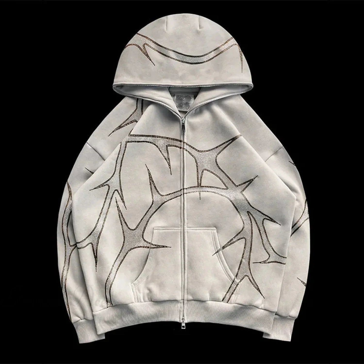 Y2K Mysterious Rhinestone Zipper Hoodie image 3