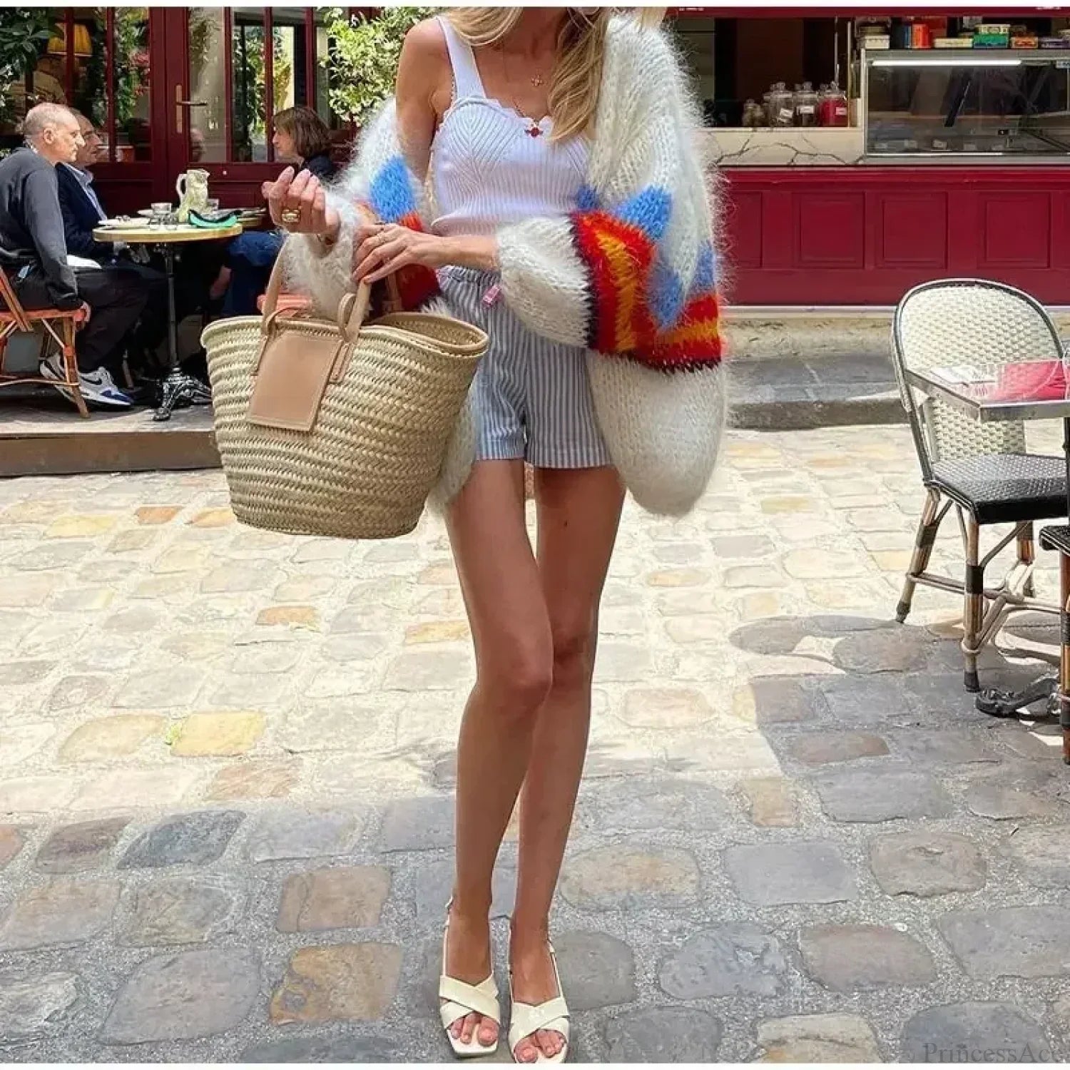 Y2K Open Front Loose Stripe Cardigan image 4