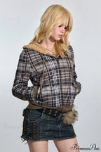 Y2K Plaid Sherpa Fleece Hoodie image 3