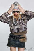 Y2K Plaid Sherpa Fleece Hoodie image 5