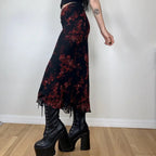 Y2K Retro Floral Printed High Waist Ruffled Women's Long Skirt image 2