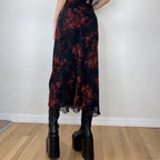 Y2K Retro Floral Printed High Waist Ruffled Women's Long Skirt image 3
