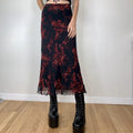 Y2K Retro Floral Printed High Waist Ruffled Women's Long Skirt image 1