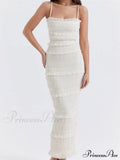 Y2K Ruched Sleeveless Strap Sling for Women Ruffles Square Neck Low Cut Back Split Female Vestidos image 7