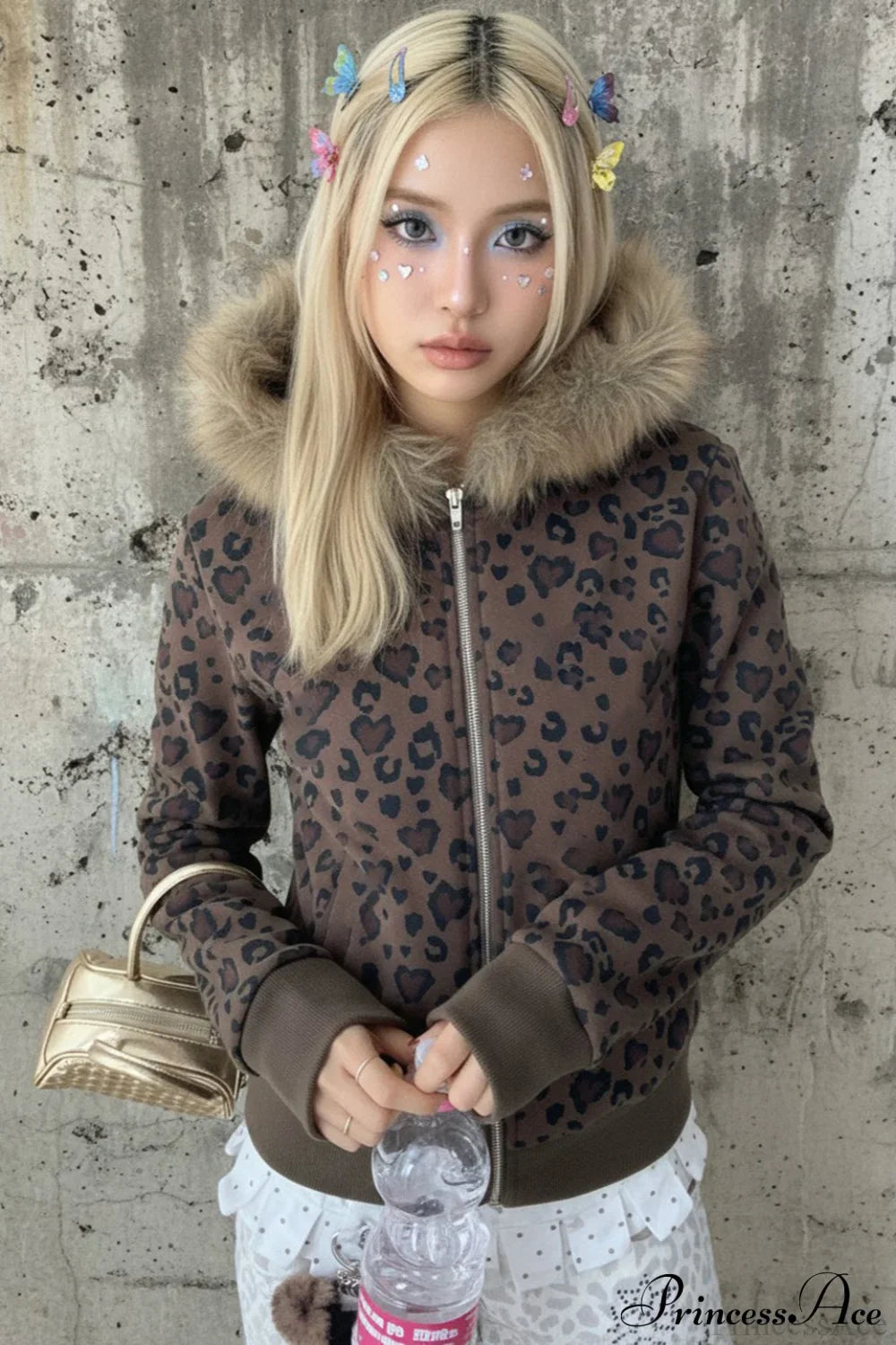 Y2K Sexy Leopard Print Fleece Zipper Hoodie image 1