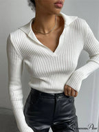 Y2K Solid Color Casual Knitted Sweater Pullover image 6