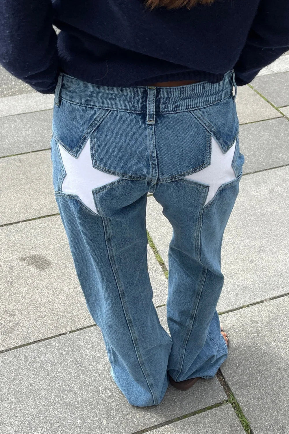 Y2K Star Color-Block Patchwork Jeans image 3