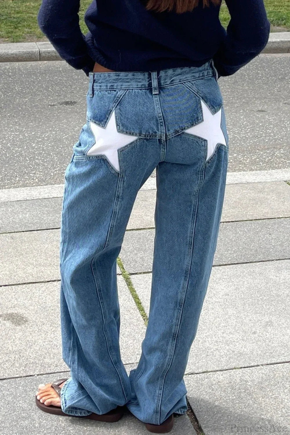 Y2K Star Color-Block Patchwork Jeans image 2