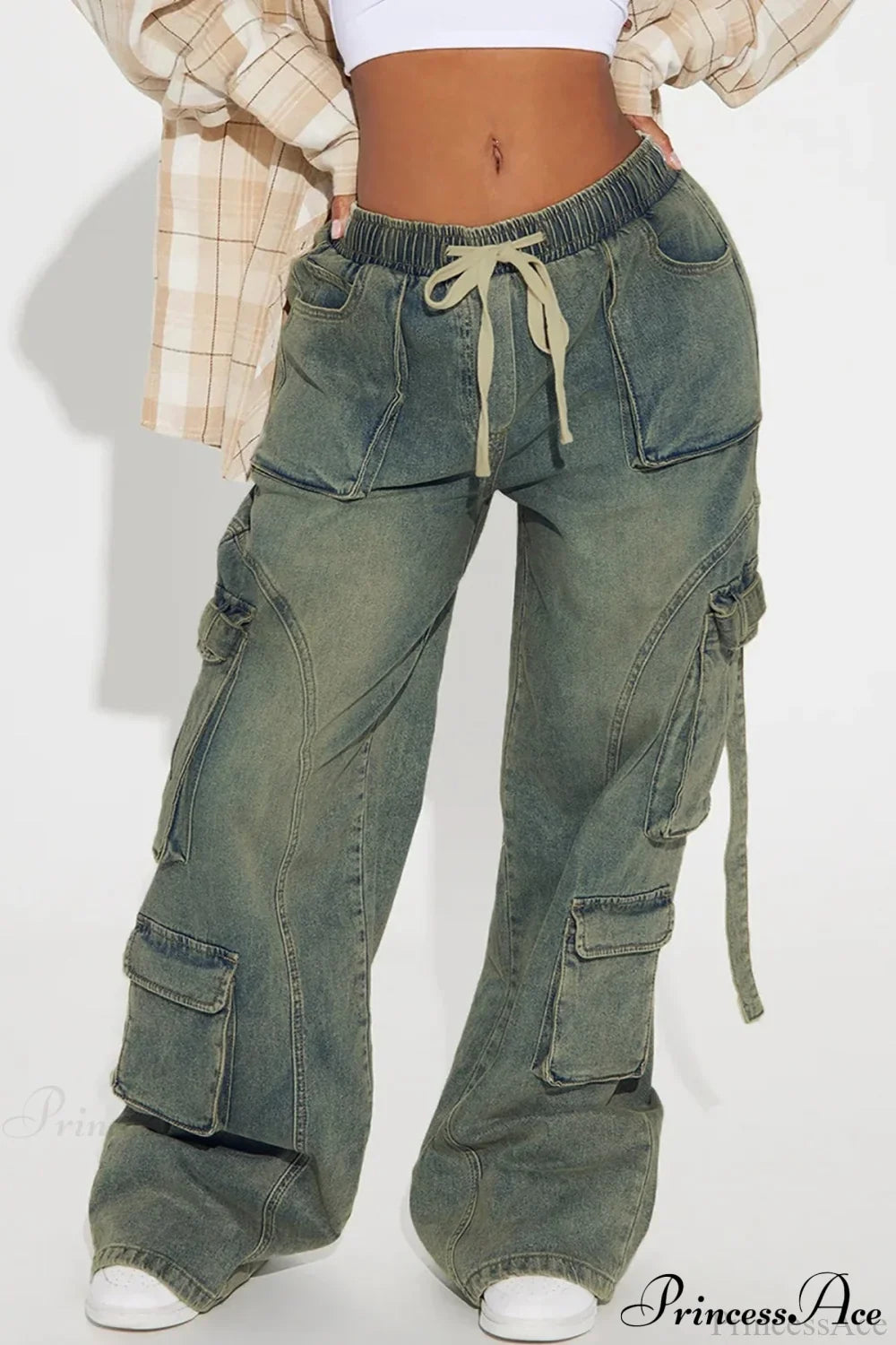 Y2K Street Hip-Hop Denim Cargo Pants image 4