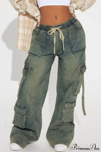 Y2K Street Hip-Hop Denim Cargo Pants image 4