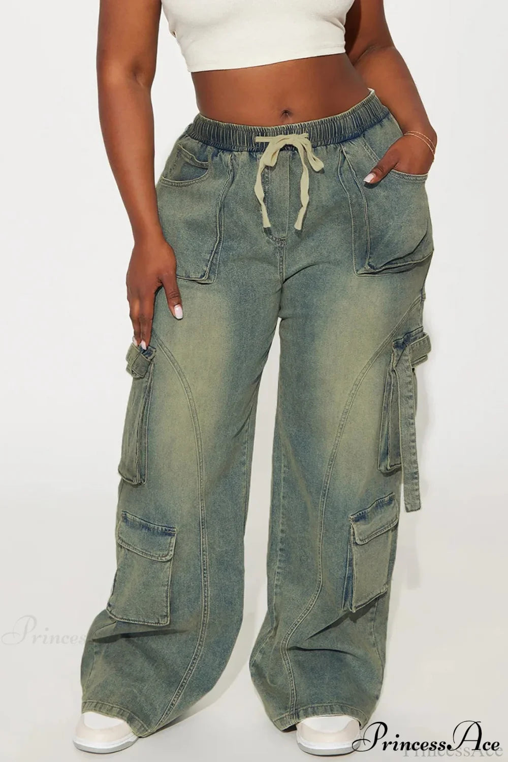 Y2K Street Hip-Hop Denim Cargo Pants image 3