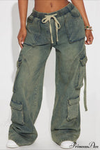 Y2K Street Hip-Hop Denim Cargo Pants image 1