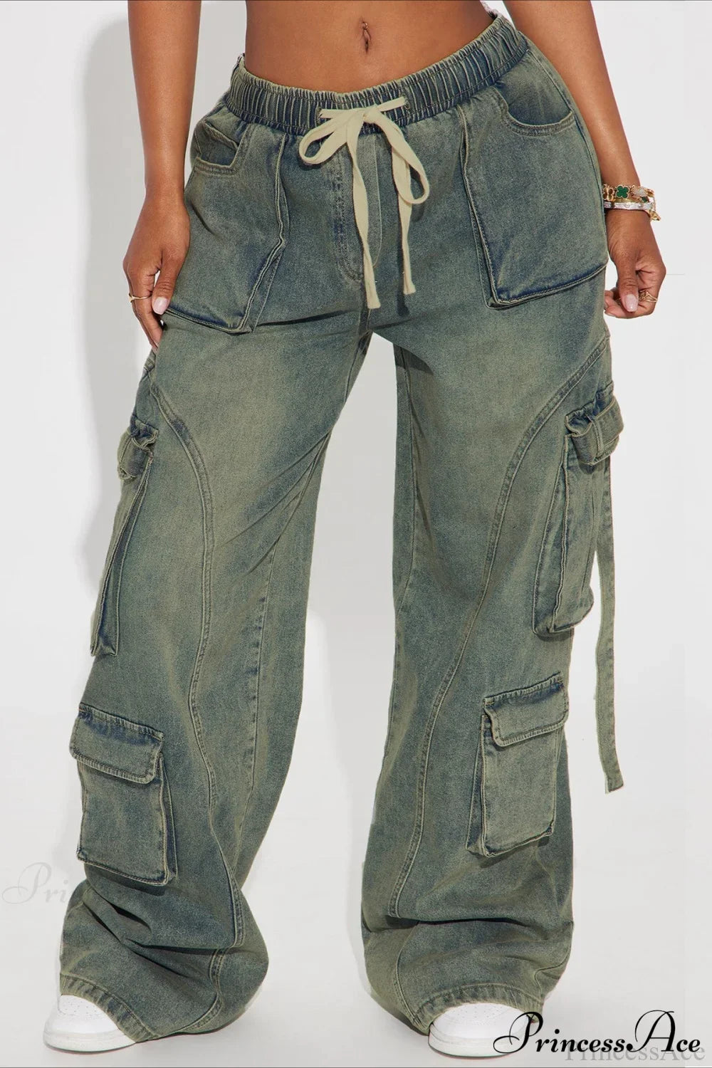 Y2K Street Hip-Hop Denim Cargo Pants image 1