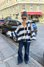 Y2K Striped Loose Cardigan Sweater image 3