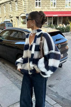 Y2K Striped Loose Cardigan Sweater image 1