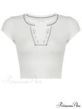 Y2k Striped White Knitted Crop Top image 5