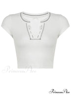 Y2k Striped White Knitted Crop Top image 5