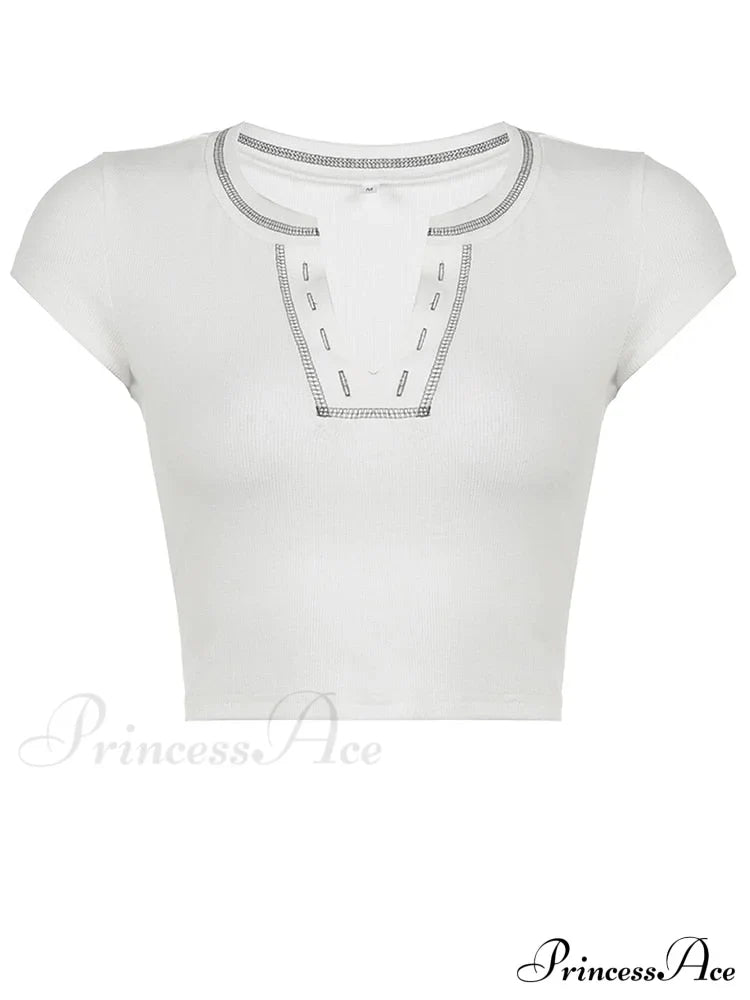 Y2k Striped White Knitted Crop Top image 5