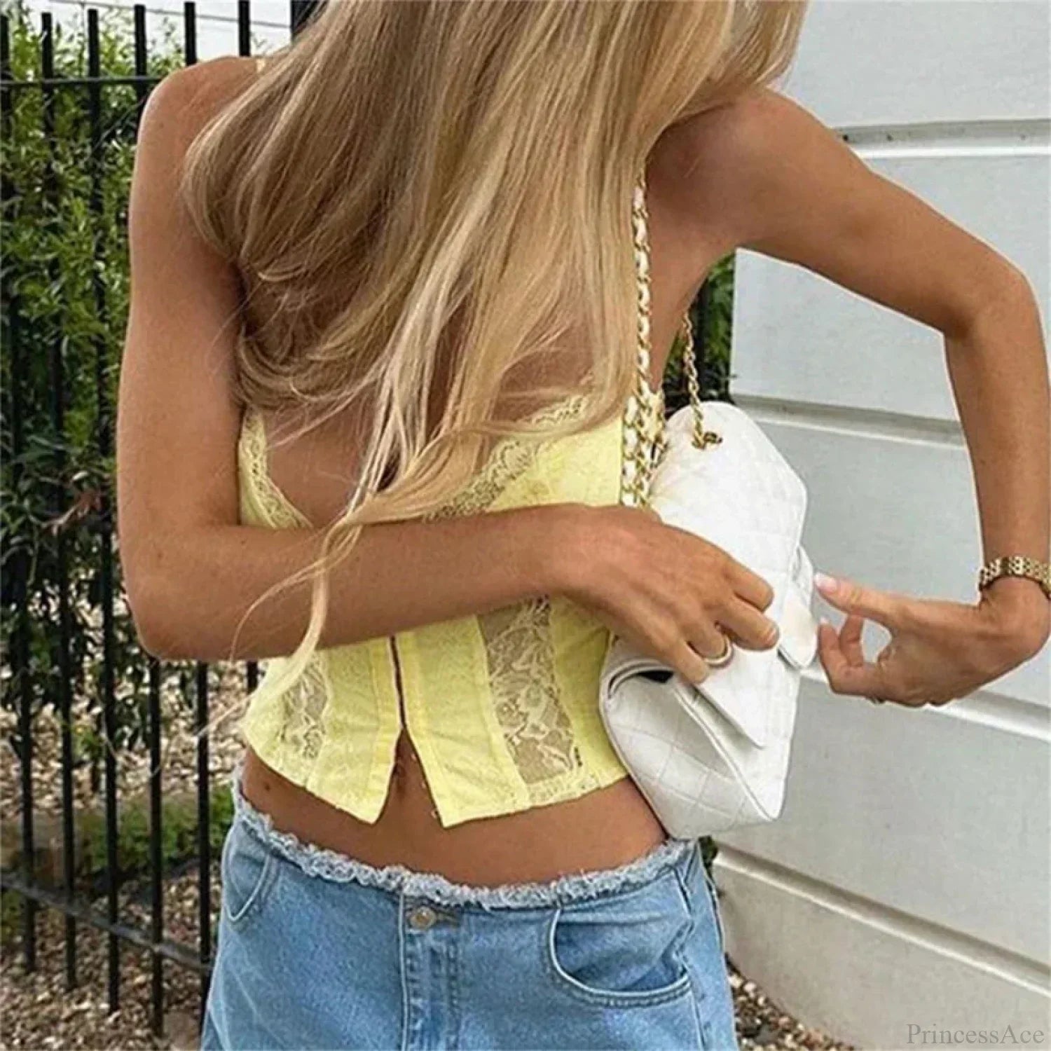 Y2K V-neck Bustier Vintage Lace Trim Backless Slim Fit Camisole Crop Top image 4