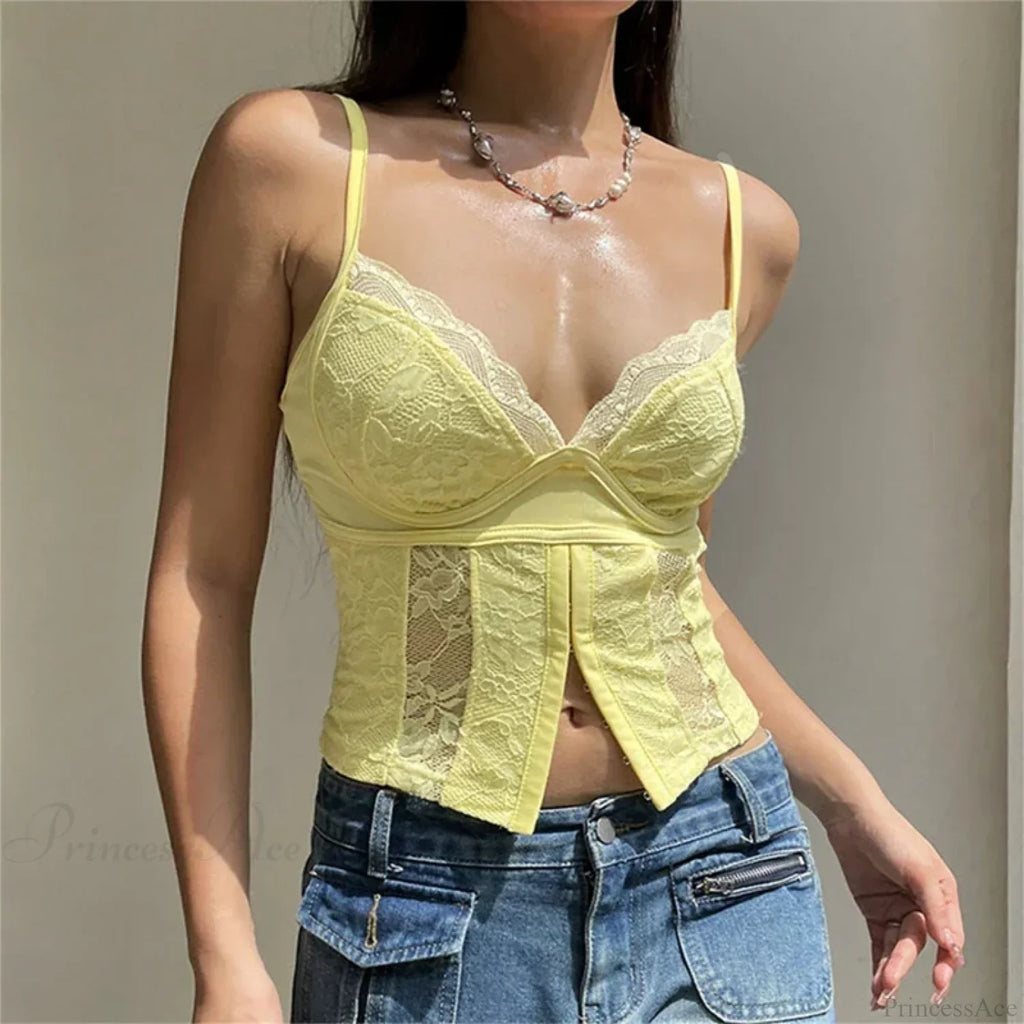 Y2K V-neck Bustier Vintage Lace Trim Backless Slim Fit Camisole Crop Top image 3