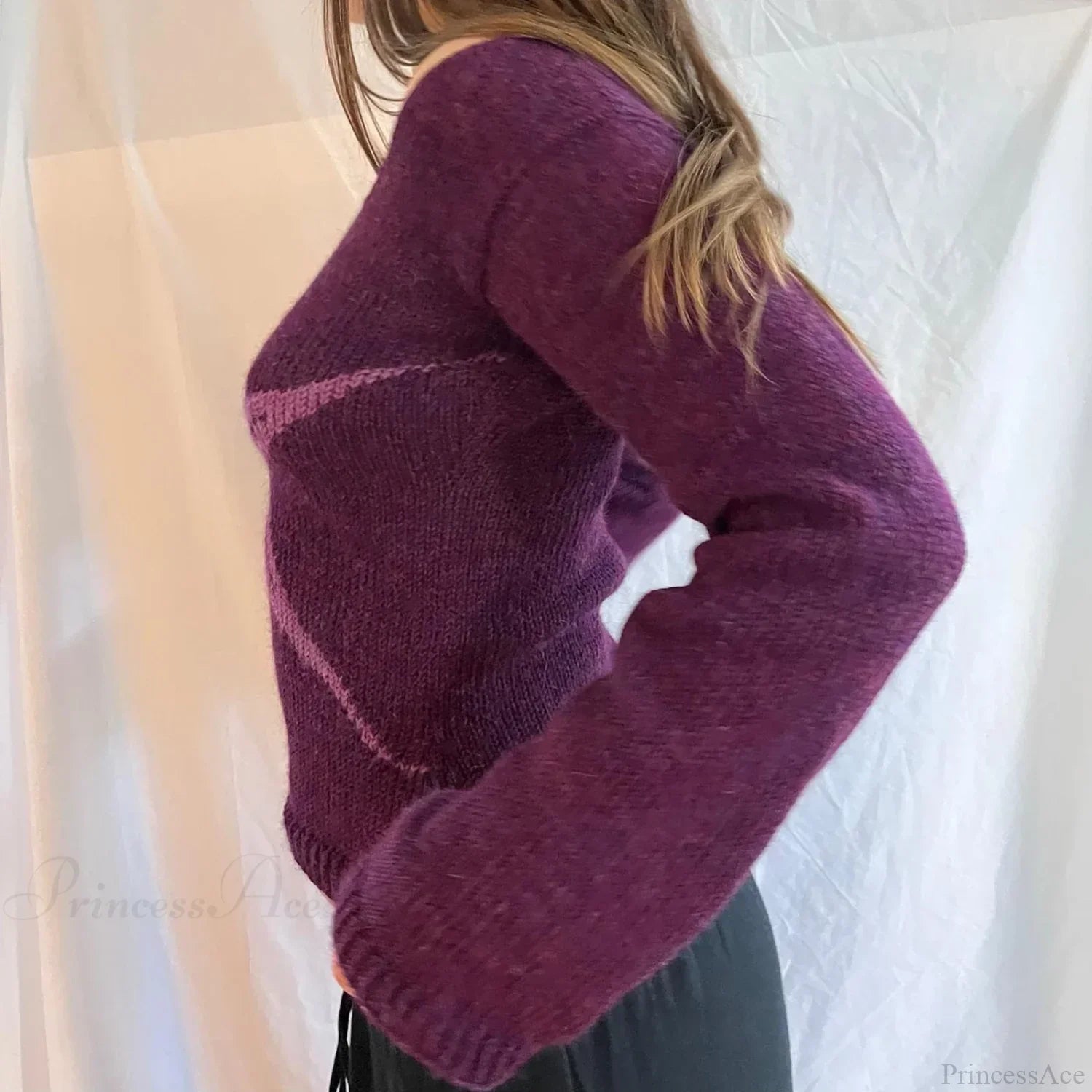 Y2K Vintage Off Shoulder Slim Fit Aesthetic Knit Top image 2