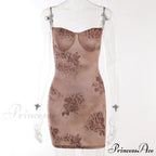 Y2K Vintage Party Mini Fashion Print Beach Style Backless Sun Floral Dress image 3